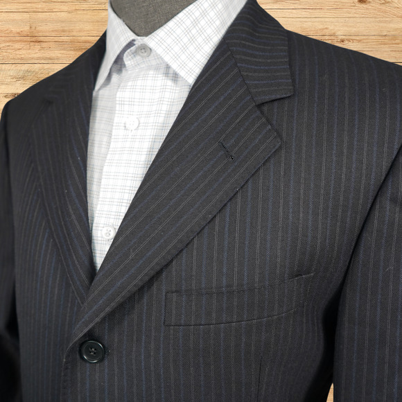 Ermenegildo Zegna Blazer Mens 42S Navy 3 Button Wool Pinstripe Coppley EUC - Picture 3 of 8